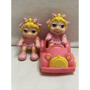 McDonald's 1986 Muppet Babies (2) MISS PIGGY in (1) Pink Car Happy‎ Meal Toy Vtg